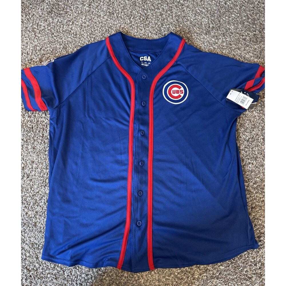 Chicago Cubs MLB Jersey Mens 2XL Blue Full Button CSA Genuine Merchandise NWT
